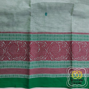 Kanjivaram Cotton Saree - English Green