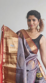 Load image into Gallery viewer, Kanjivaram Silk Saree- Dual Tone Grey
