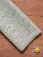 Load image into Gallery viewer, Periwinkles On Organza- Pale Green Saree
