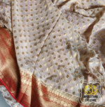 Load image into Gallery viewer, Pure Banarasi Kaddi Georgette Saree- Cream Saree
