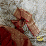 Load image into Gallery viewer, Pure Banarasi Kaddi Georgette Saree- Cream Saree

