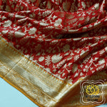 Load image into Gallery viewer, Pure Banarasi Kaddi Georgette Saree- Deep Red Saree
