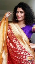 Load image into Gallery viewer, Pure Banarasi Kaddi Georgette Saree- Deep Red Saree
