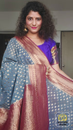 Load image into Gallery viewer, Pure Banarasi Kaddi Georgette Saree- Grey Saree

