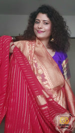 Load image into Gallery viewer, Pure Banarasi Kaddi Georgette Saree- Peach Saree

