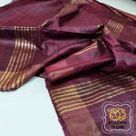 Load image into Gallery viewer, Pure Ghichha Tussar Silk With Zari Border- Coffee Brown Saree

