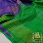 Load image into Gallery viewer, Pure Ghichha Tussar Silk With Zari Border-Green Purple Saree

