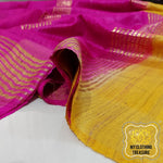 Load image into Gallery viewer, Pure Ghichha Tussar Silk With Zari Border-Mustard Pink Saree
