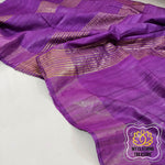 Load image into Gallery viewer, Pure Ghichha Tussar Silk With Zari Border- Purple Saree
