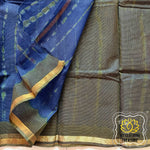 Load image into Gallery viewer, Pure Kota Cotton Hand Tie And Dye Shibori Saree- Navy Blue-Olive Saree
