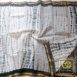 Load image into Gallery viewer, Pure Kota Cotton Hand Tie And Dye Shibori Saree- White-Black Saree
