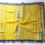 Load image into Gallery viewer, Pure Kota Cotton Hand Tie And Dye Shibori Saree- Yellow-Teal Saree
