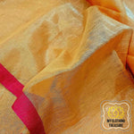 Load image into Gallery viewer, Pure Tissue Mulmul Handwoven Saree - Orange
