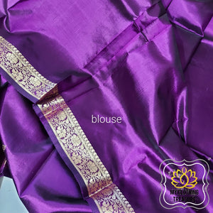 Purple Banarasi With Gold Zari Work Saree