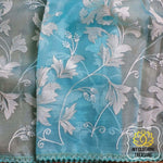 Load image into Gallery viewer, Velvet Leaves On Organza- Blue Saree
