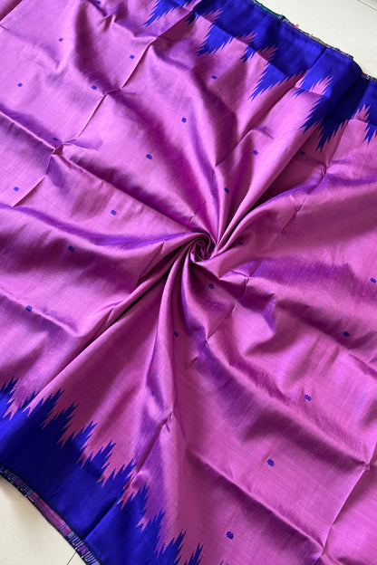 Exclusive Double Pallu Berhampuri Pure Silk Patta Saree - Pink & Purple