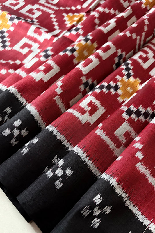 Exclusive Odisha Ikkat Khandua Pure Silk Saree- Maroon