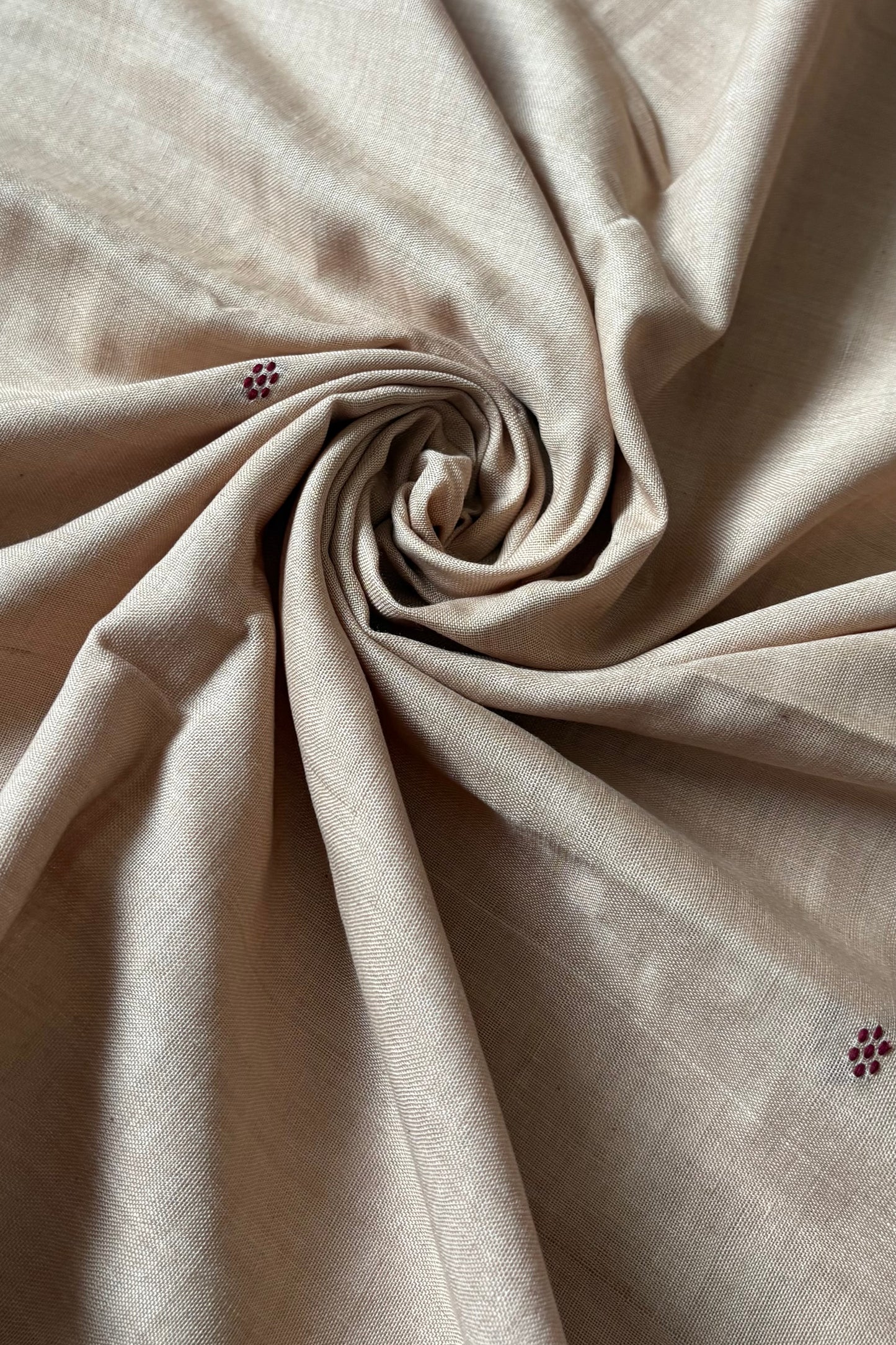 Plain Body Khandua Cotton Saree - Beige