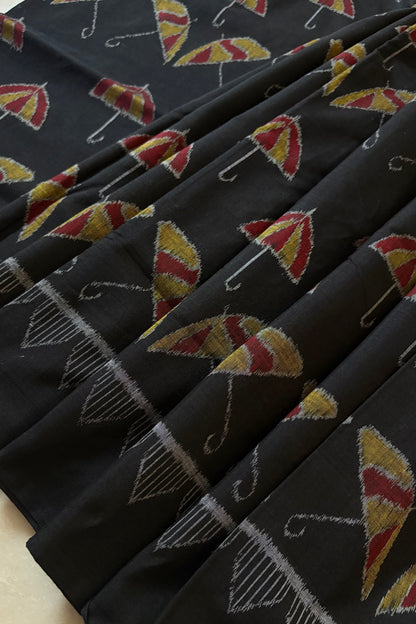Exclusive Odisha Ikkat Khandua Cotton Saree - Black