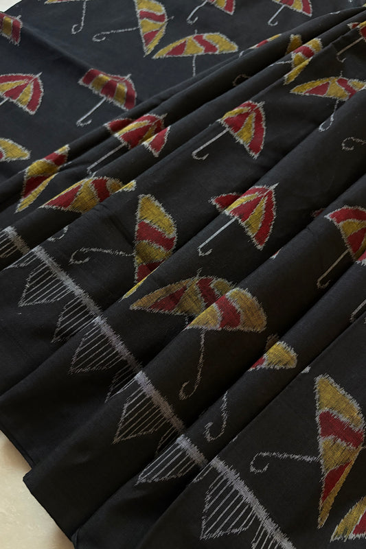 Exclusive Odisha Ikkat Khandua Cotton Saree - Black