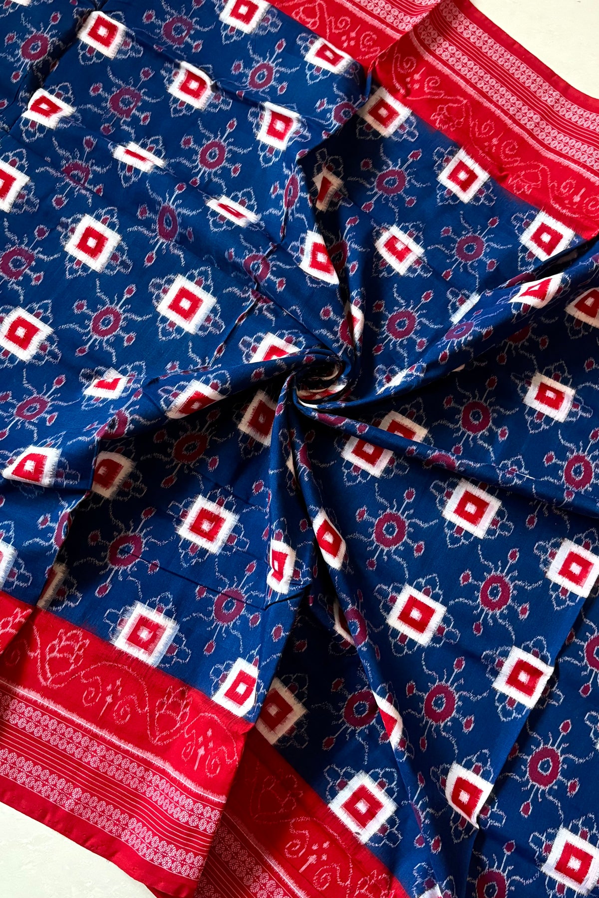 Sambalpuri Pure Cotton Saree - Blue