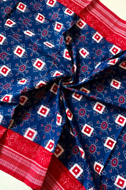 Sambalpuri Pure Cotton Saree - Blue