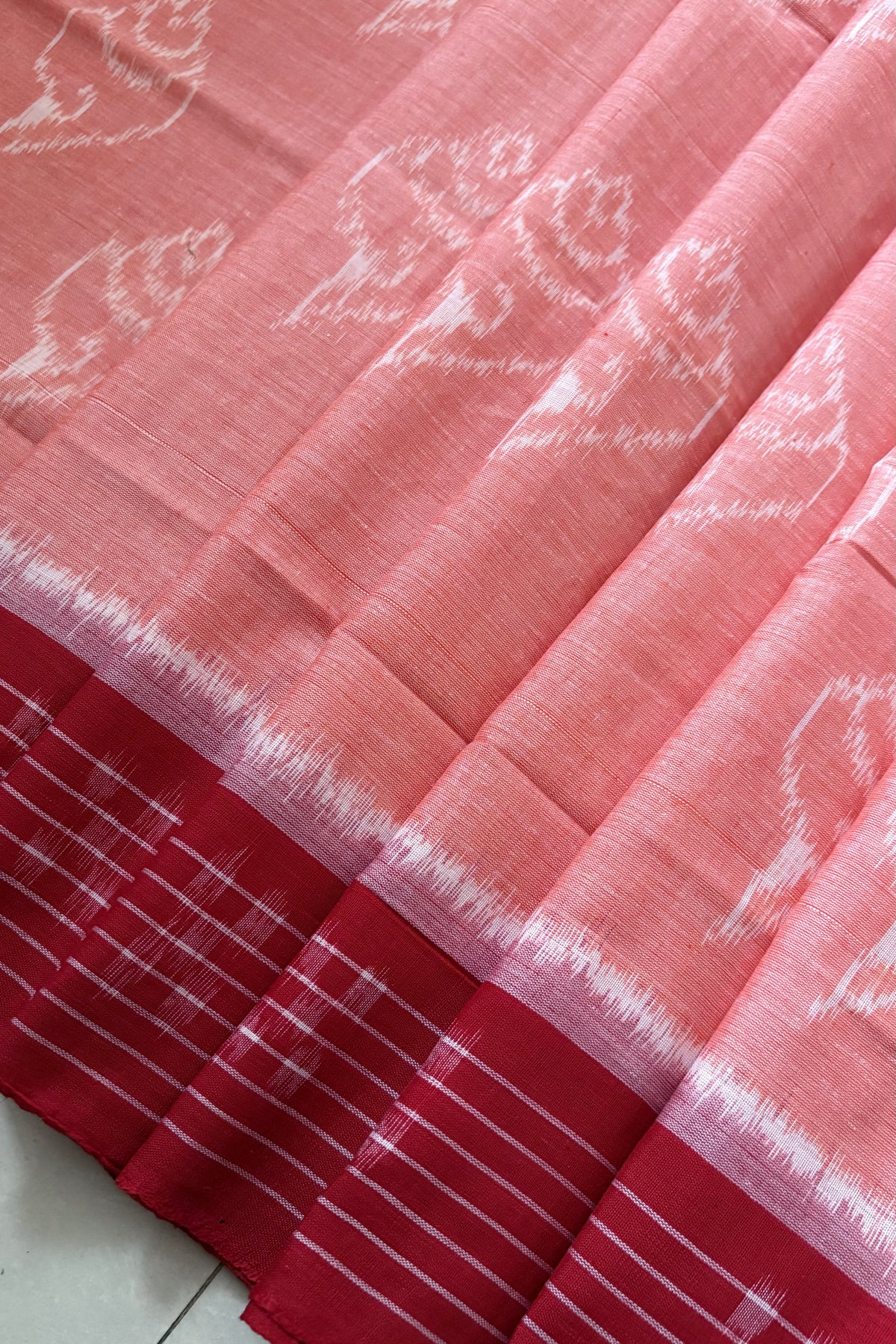 Odisha Ikkat Khandua Cotton Saree - Peach