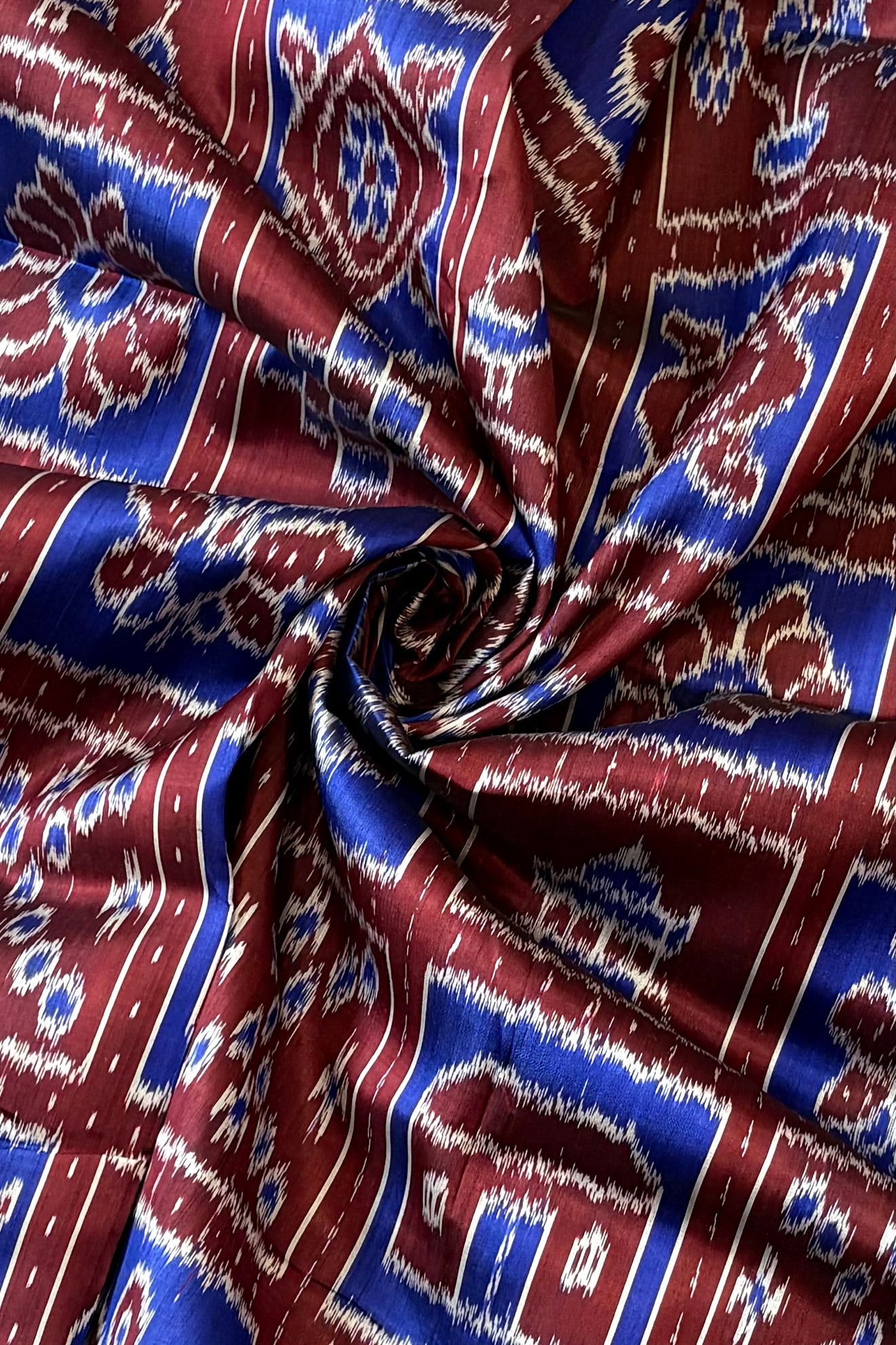 Exclusive Odisha Ikkat Nabakothi Pure Silk Saree- Maroon & Blue