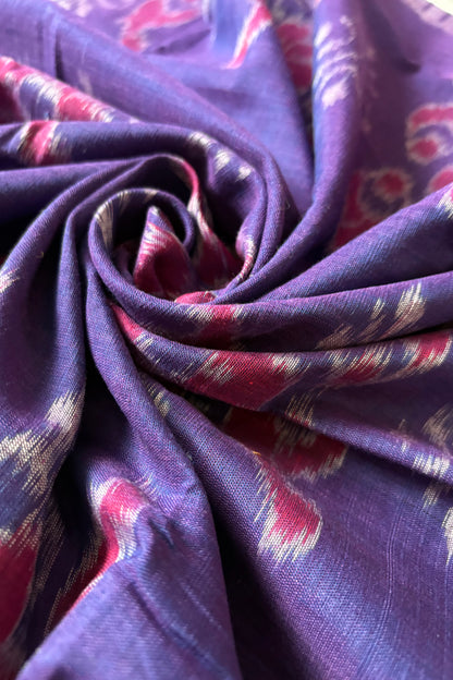 Odisha Ikkat Khandua Cotton Saree - Dual Tone Purple with White and Red