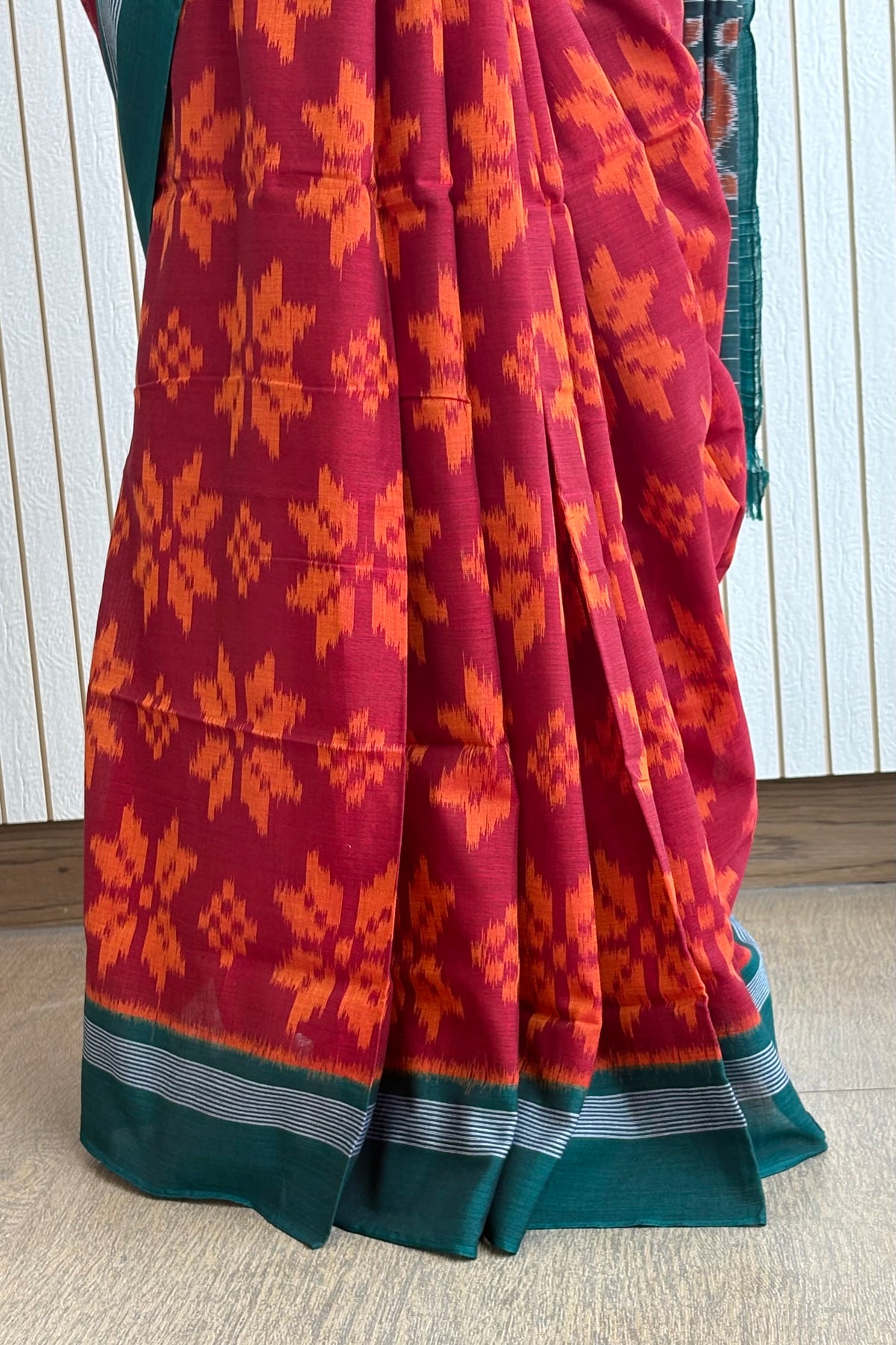 Odisha Ikkat Khandua Cotton Saree - Maroon