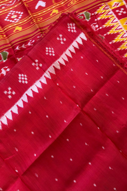 Exclusive Odisha Ikkat Nabakothi Pure Silk Saree-Red