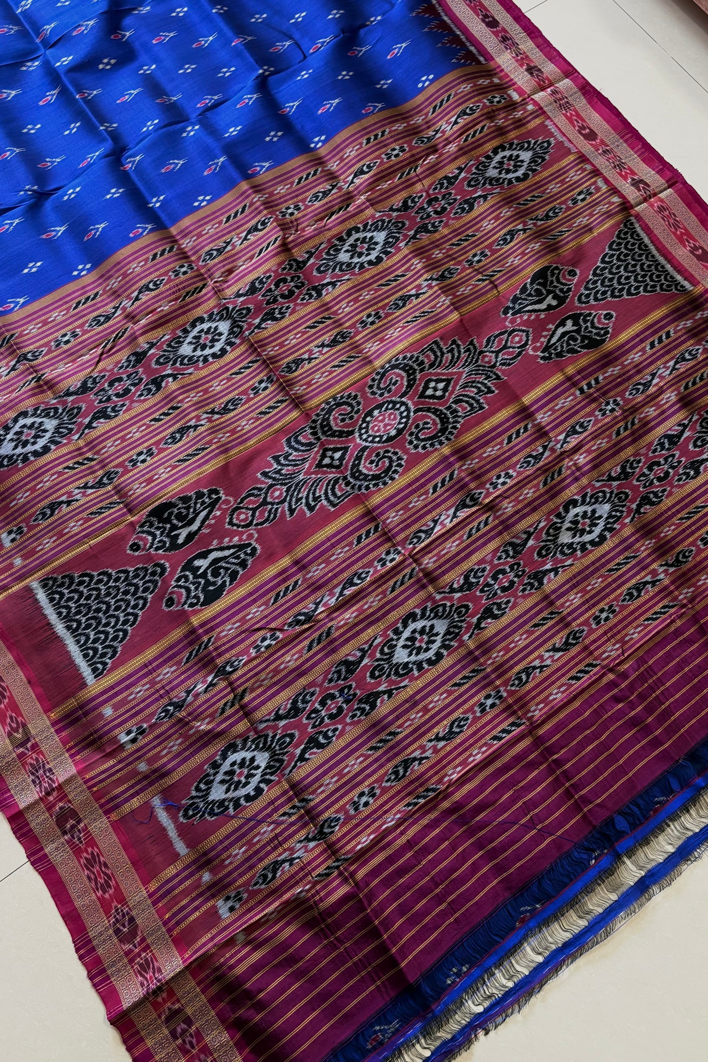 Exclusive Odisha Ikkat Chandrika Pure Silk Saree- Royal Blue
