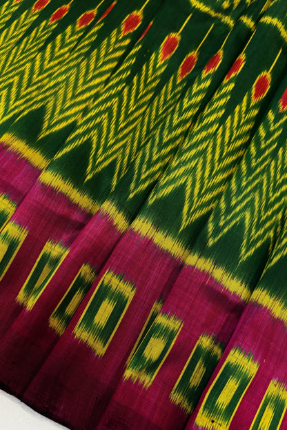 Exclusive Odisha Ikkat Pure Silk Saree- Deep Green