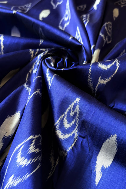 Odisha Ikkat Khandua Silk Saree - Indigo