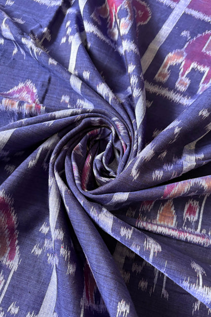 Odisha Ikkat Khandua Cotton Saree - Dark Indigo