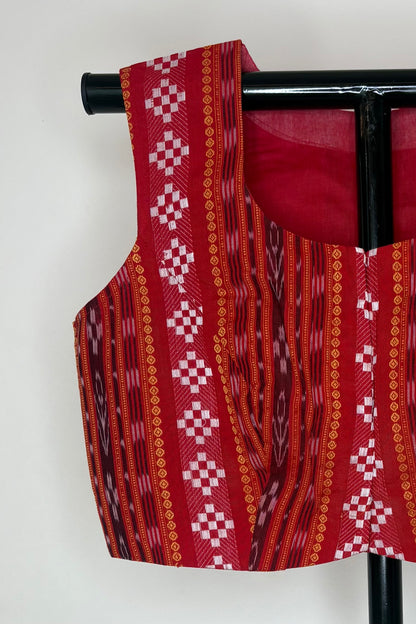 Odisha Ikkat Cotton Sleeveless Blouse
