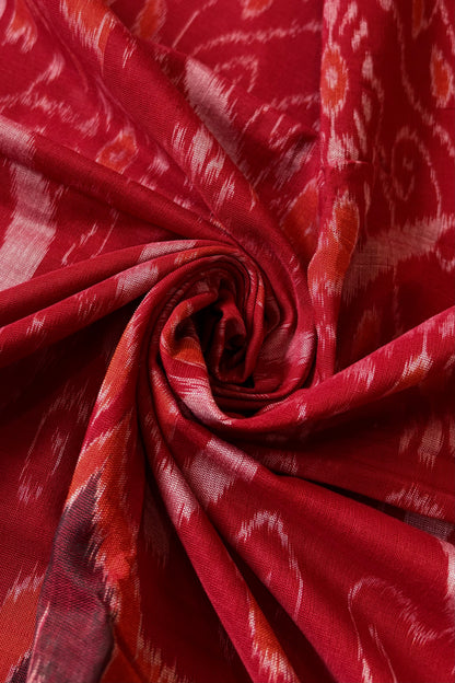 Odisha Ikkat Khandua Cotton Saree -Deep Red