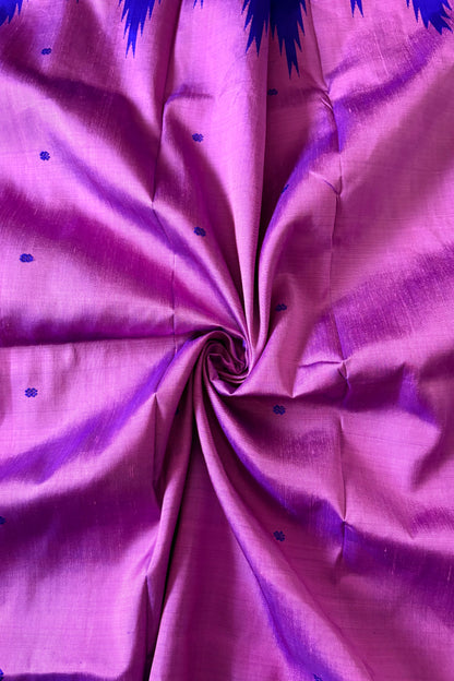 Exclusive Double Pallu Berhampuri Pure Silk Patta Saree - Pink & Purple