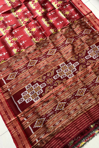 Exclusive Odisha Ikkat Pure Silk Saree- Deep Red