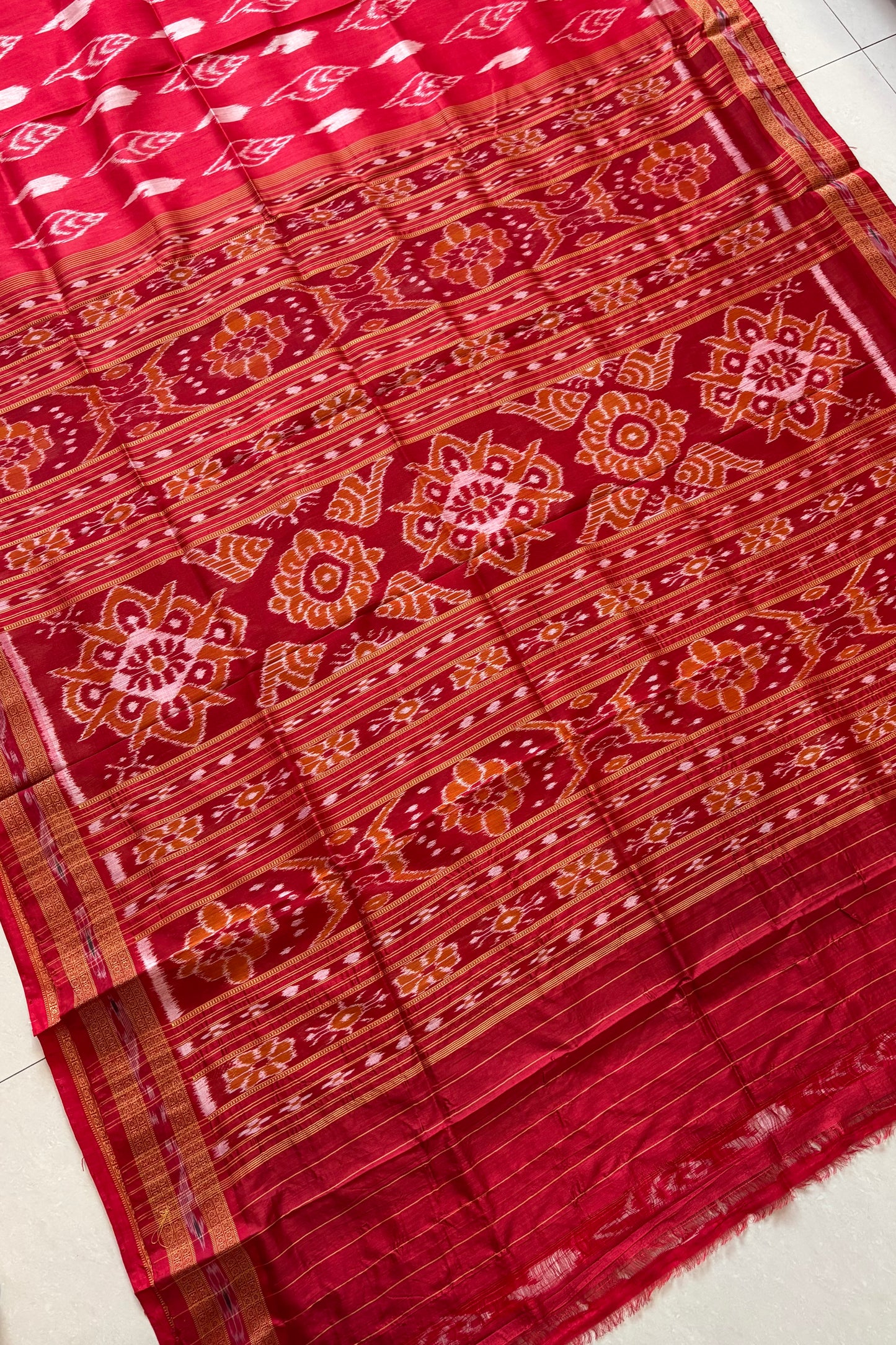 Odisha Ikkat Khandua Silk Saree - Red