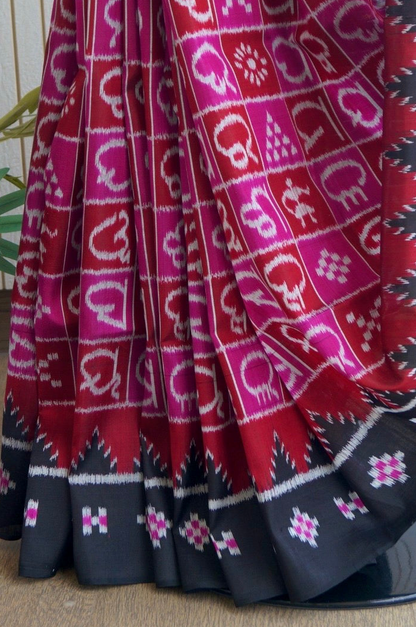 Exclusive Ikkat Pure Silk Saree-  Odia Varnamala With Airabat Palla