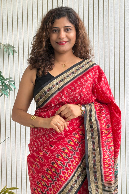 Exclusive Odisha Ikkat Pure Silk Saree-Red