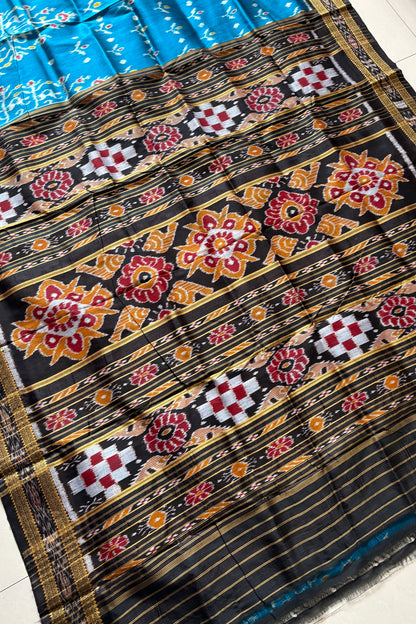 Exclusive Odisha Ikkat Khandua Silk Saree - Sky Blue