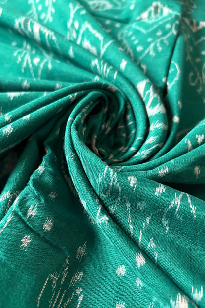 Odisha Ikkat Khandua Cotton Saree - Rama Green
