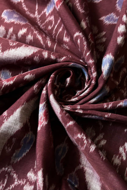 Odisha Ikkat Khandua Cotton Saree - Dark Coffee