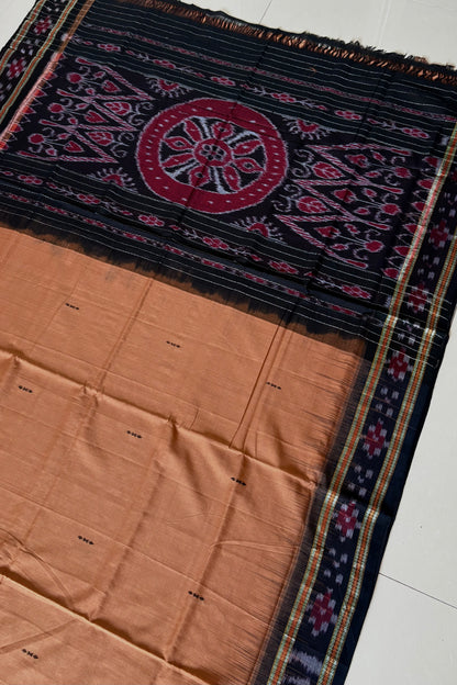 Plain Body Khandua Cotton Saree - Brown