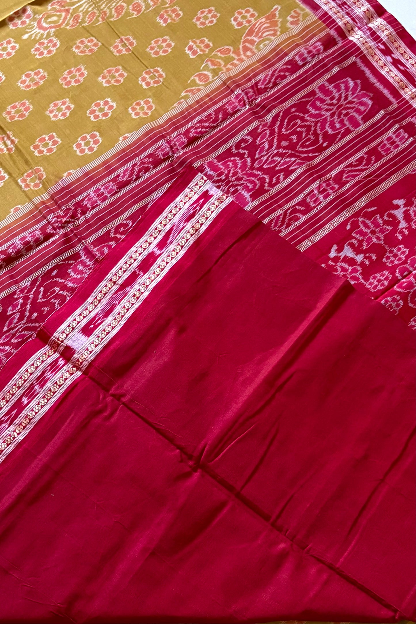 Odisha Ikkat Khandua Cotton Saree-  Khaki