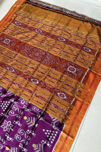Odisha Ikkat Khandua Silk Saree - Purple