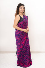 Load image into Gallery viewer, Blended Resham Jamdani- Navy Blue-Pink
