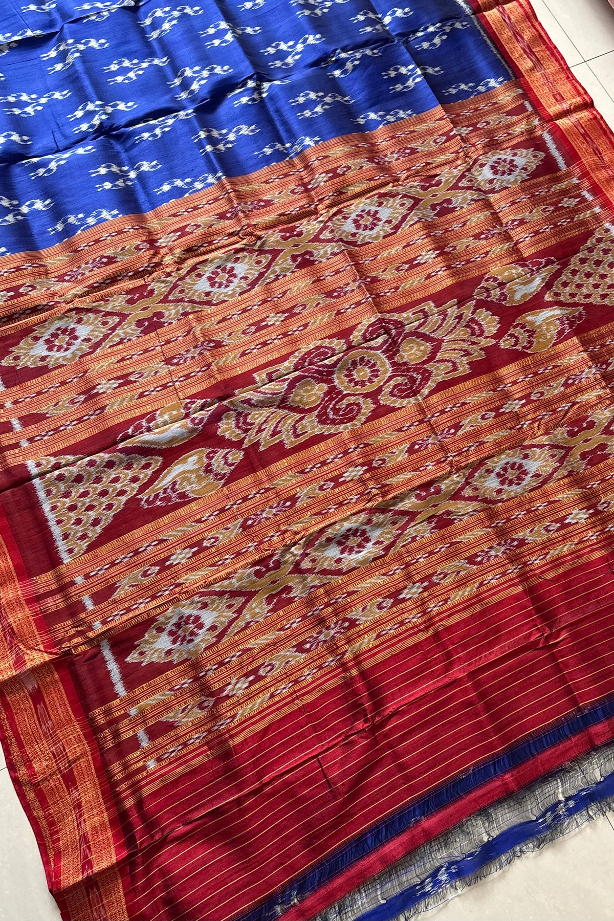Odisha Ikkat Khandua Pure Silk Saree- Blue